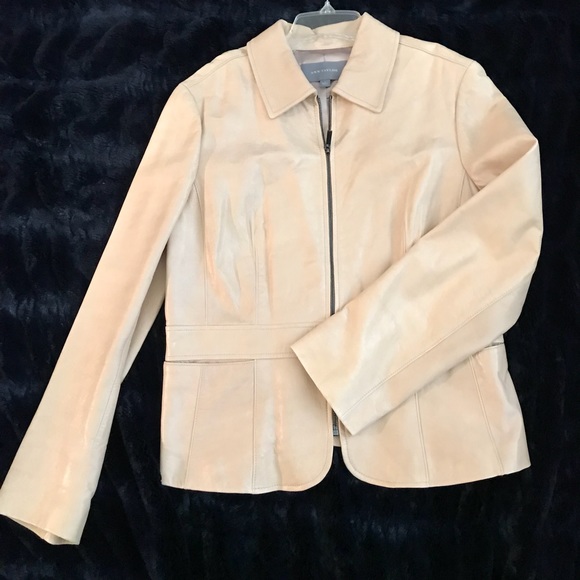 Ann Taylor Jackets & Blazers - Leather Jacket, Beautiful Shade of Beige
